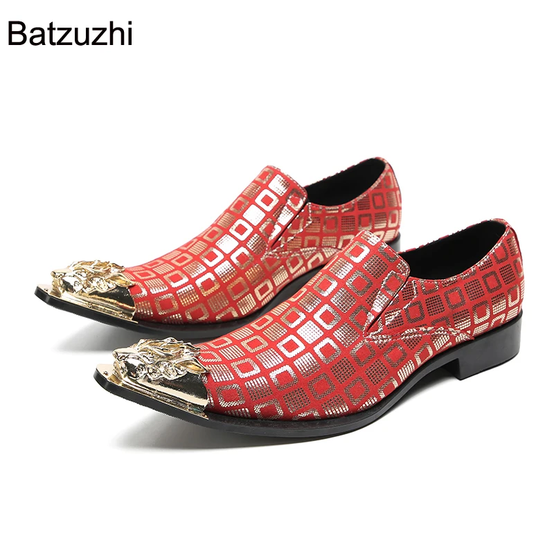 

Туфли Batzuzhi мужские кожаные, итальянские слипоны, классические туфли, красные деловые/парадные, свадебные, большие размеры