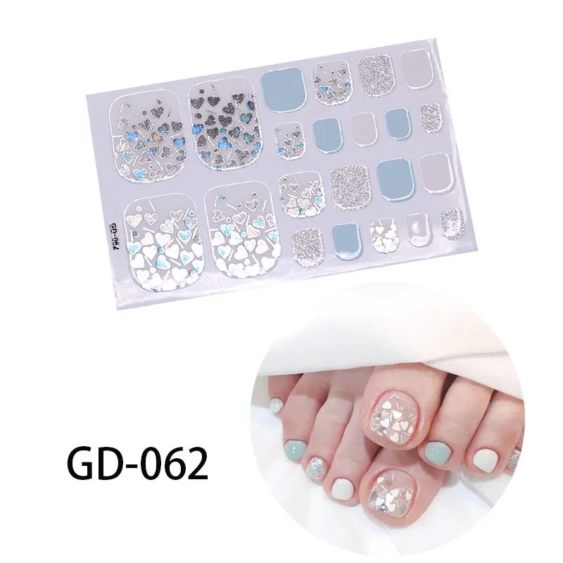Glitter Sequins Toenail Sticker Full Cover Waterproof Sticker Foot Toenail Tablets Nail Stickers Manicure DIY Nail 22Tips/Sheet nail stickers nail decals nail art decoration
