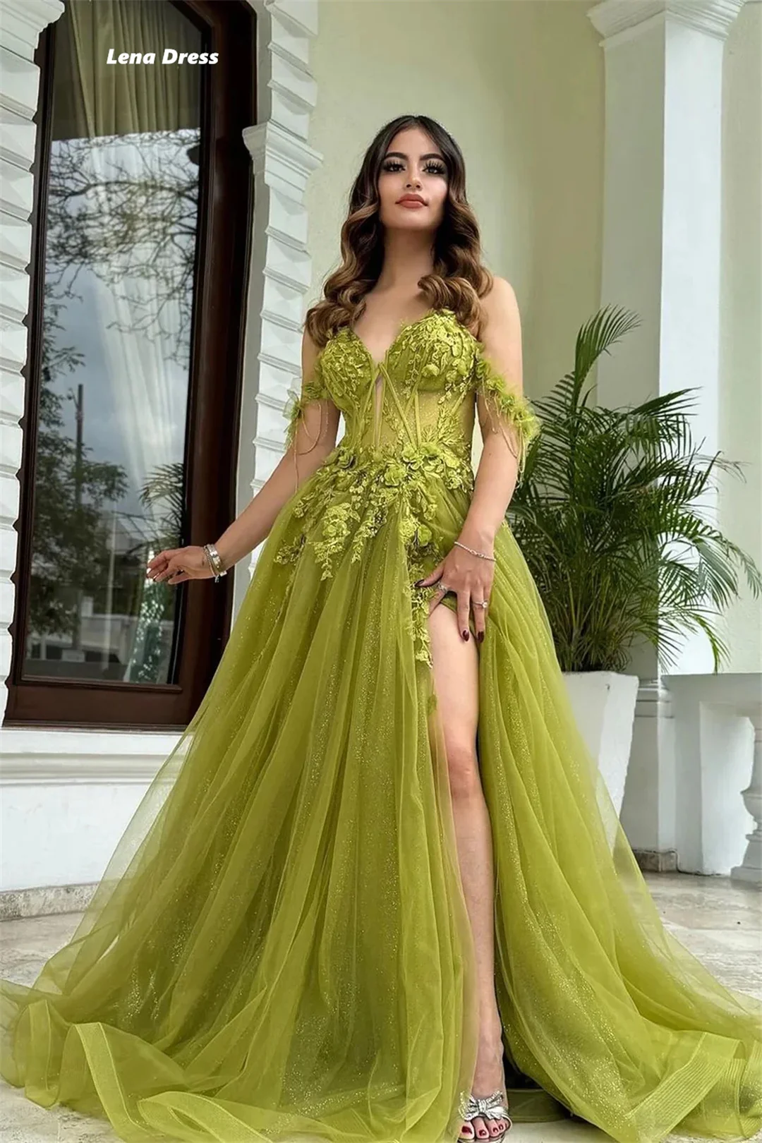 Lena Off-shoulder Evening Dresses Woman Elegant Dresses for Special Event Line A Luxury Women Evening Dress Custom Made Prom 2