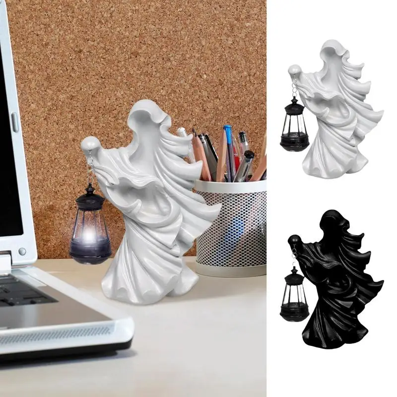 

Садовая статуя призрака из смолы скульптура с фигуркой фонаря элегантное украшение на Хэллоуин для дома и улицы страшное украшение