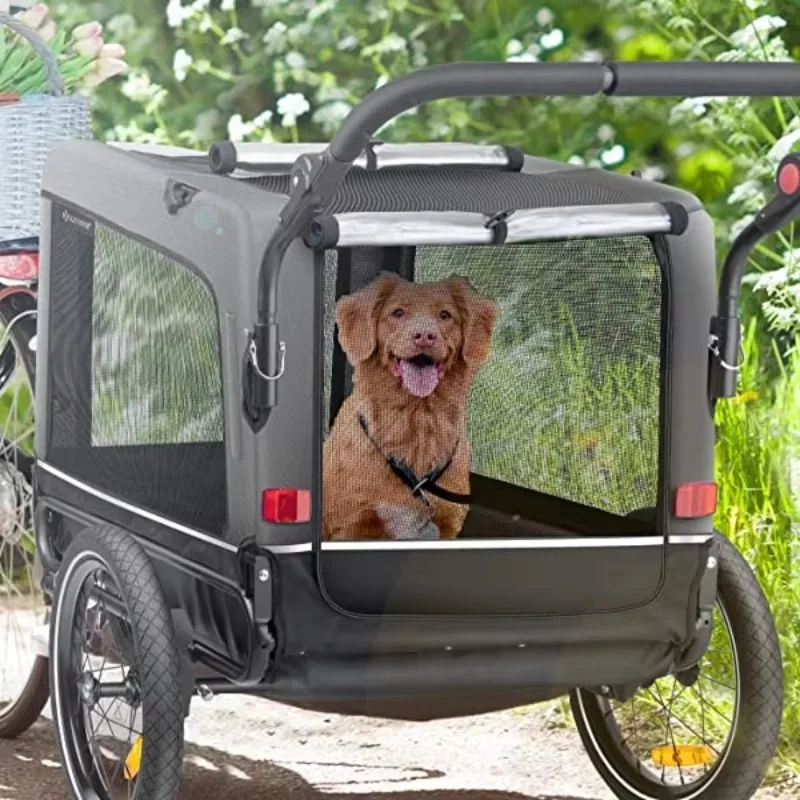 Dog Buggy & Jogger Bicycle Trailer 3-in-1 Pets Bike Trailer Large Dog Travel Foldable Bike