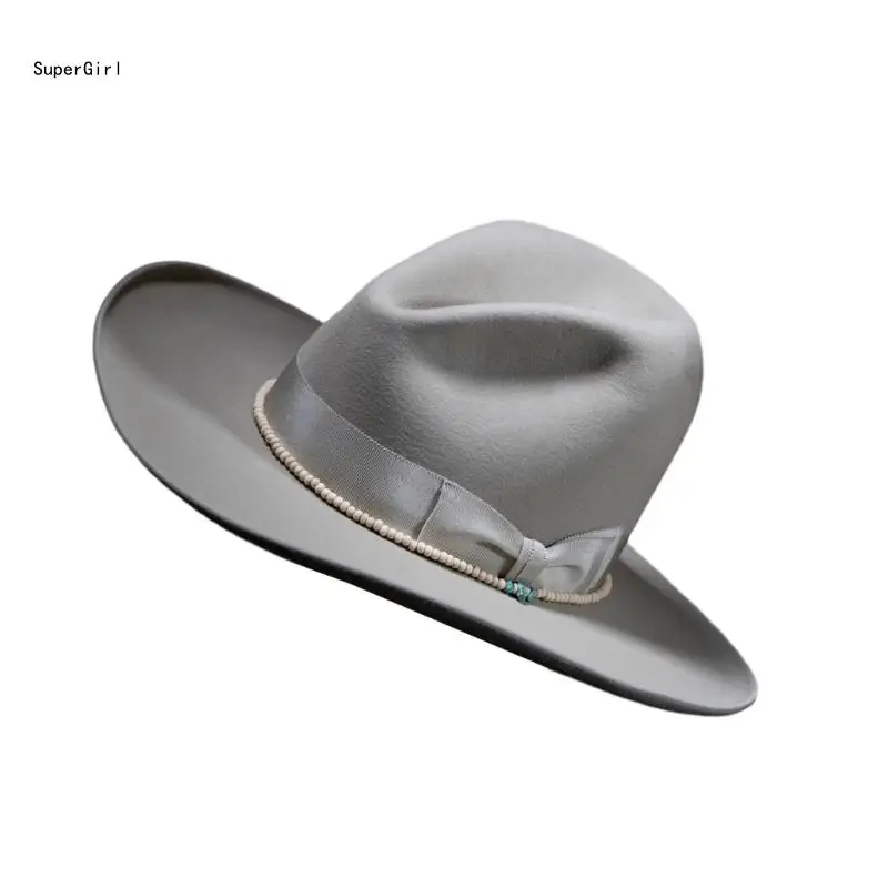 Homburg Hat for Men Women Unisex Wear Vintage Top Hat Cowboy Costume J78E