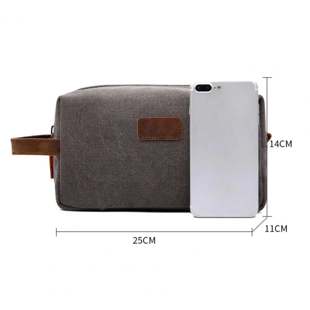 Portable Women Retro Canvas Bag Wear-resistant Toiletry Bag Cosmetic Makeup Pouch Organizer Men's Fashion Zipper For Travel