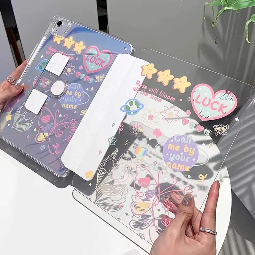 Sleek Transparent Protective Case for Tablets with Pencil Holder