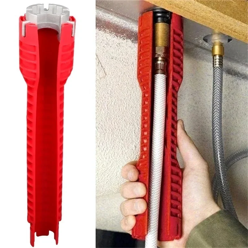Set Chiavi Per Lavello 14 In 1 – Strumento Multifunzione Per Tubi Di Scarico E Rubinetti, Con Testa Intercambiabile In ABS