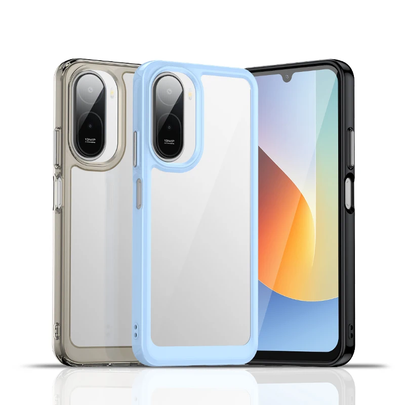 Clear Hard PC + Soft TPU Bumper Transparent Back Phone Cover