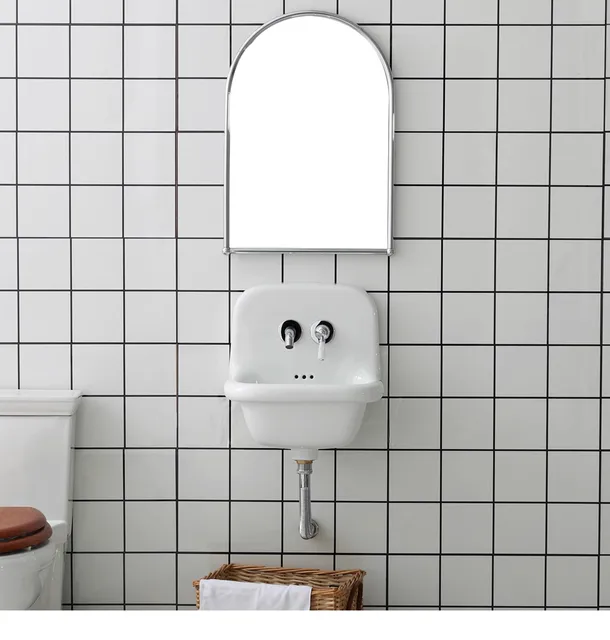 ชุดอ่างล้างหน้าติดผนัง ประกอบด้วยอ่างล้างหน้า ก๊อกน้ำ และท่อระบายน้ำ สีสันสดใสสำหรับห้องน้ำ ชุดอ่างล้างหน้าหลากสี 6