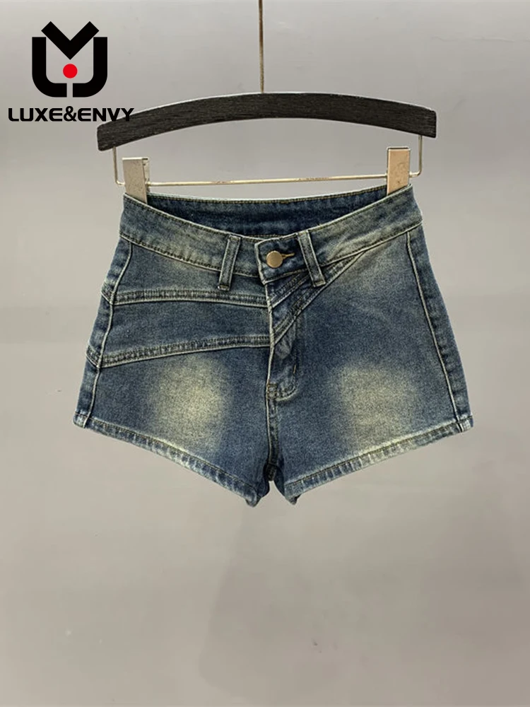 

LUXE&ENVY High Waist Denim Shorts For Women In Summer 2023 A Sense Of Design And Of Elastic And Slimming Wide Legs.
