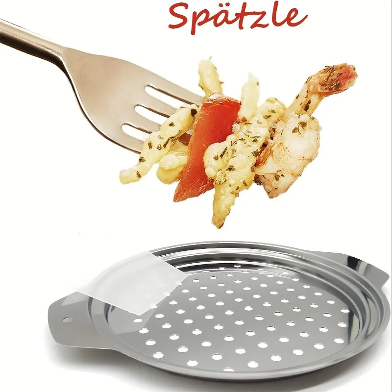 Stainless Steel Spaetzle Maker Lid with Scraper Traditional German Egg Noodle Maker Pan Pot Spaghetti Strainer