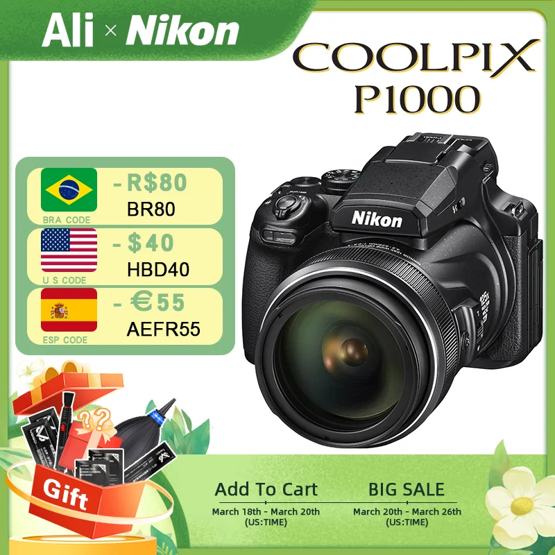 Nikon COOLPIX P1000 디지털 카메라, 초원거리 줌, 4K 고초점 휴대용 카메라, 조류 관찰, 콘서트, 달 촬영