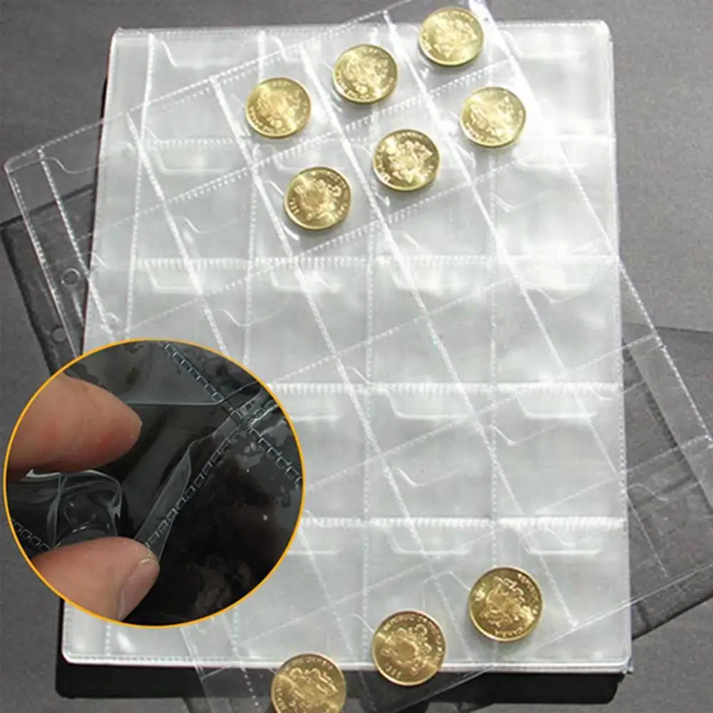 

20/30/42 Pockets Clear Ring Coin Holder Album Badge Per Page Money Collection Home Decor Anti-slip Coin Commemorative Album Page