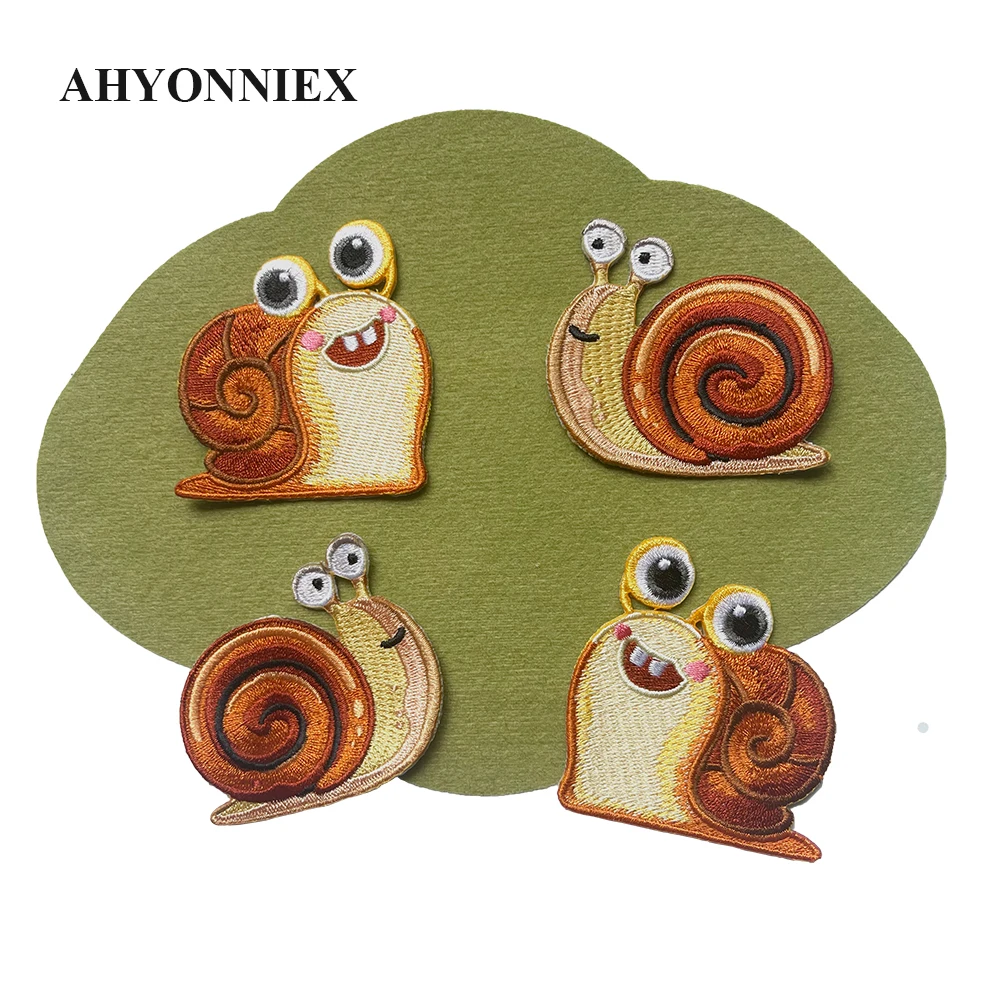 Exquisite Schnecke Eisen auf Patch, Stickerei Tier, DIY Applique, Kleidung, Tasche Dekoration, Klebe stücke, 1 Stück