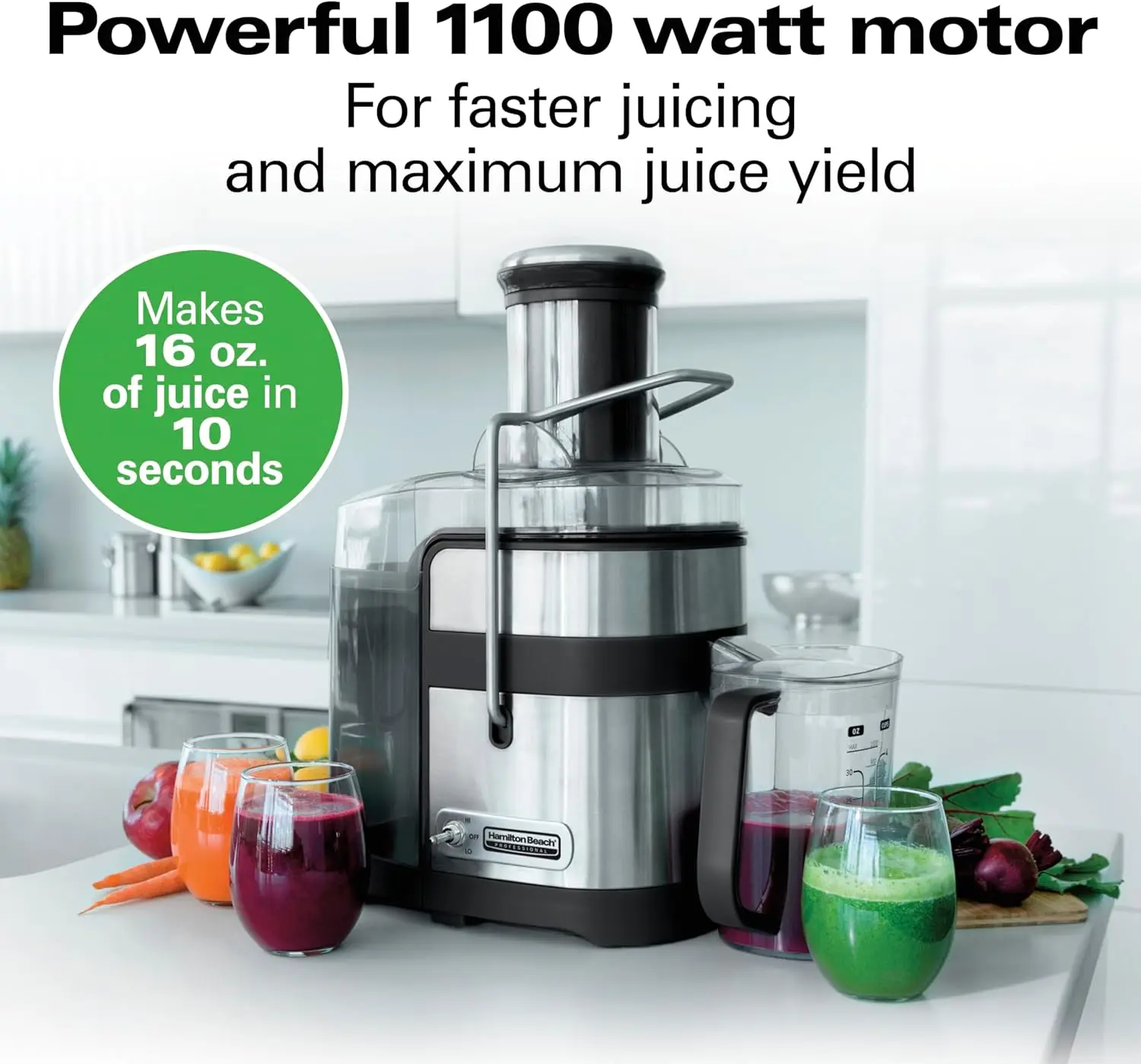 Beach Professional Juicer Machine, Centrifugal Extractor, with 3.5” Super Chute for Whole Fruits and Vegetables, 1100 W 6