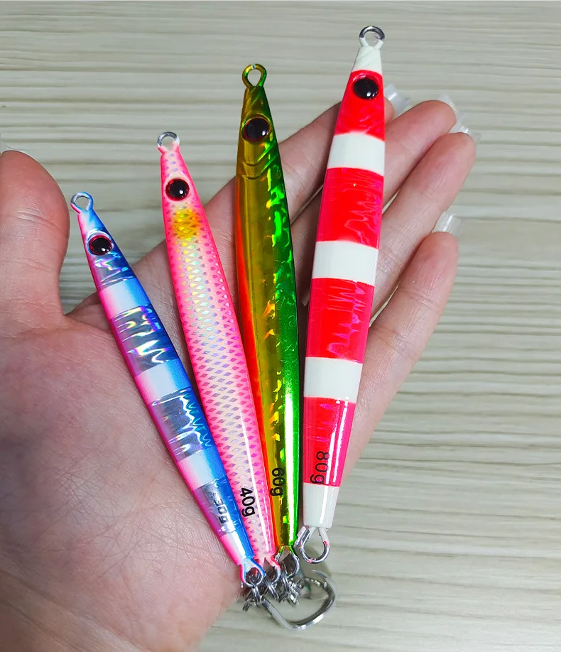 TEASER J146 30g 40g 60g 80g Kleine Gewicht Angeln Metall Jigging Köder Salzwasser Leuchtende Jigs locken Sinking Micro Jigbait Mit Haken – Detail 8