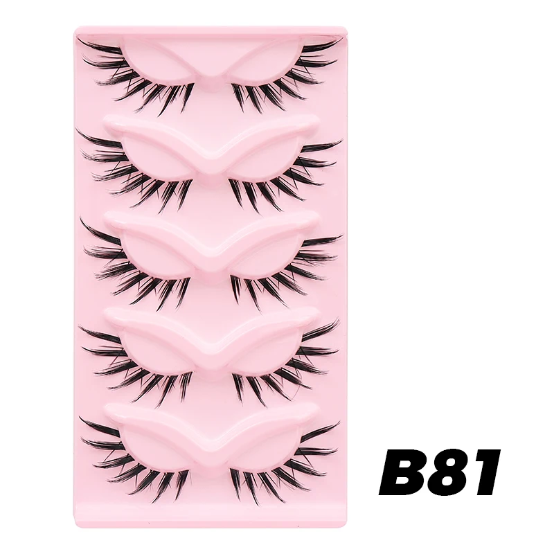 Dramatic Cat Eye Winged False Eyelashes - 10 Pairs with Clear Band