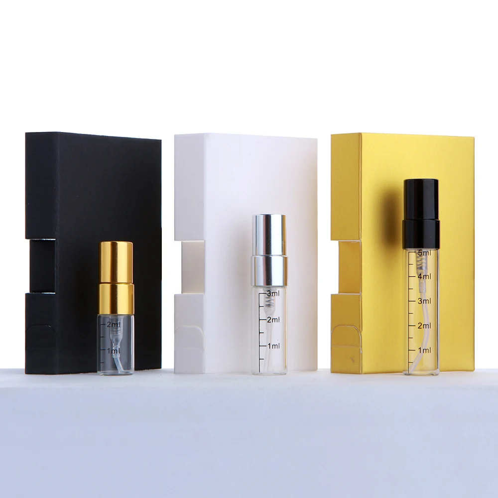 

50/100Pcs 2ml 3ml 5ml Mini Spray Bottes With Paper Card Refillable Perfume Bottles Fragrance Tester Vials Custom LOGO Pay Extra