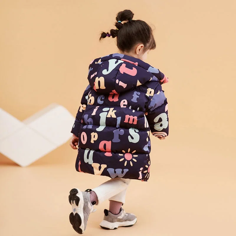 Winter Girls Boys Puffer Jackets Warmth Waterproof Child Long Down Coats Cartoon Kids Snow Outfits Baby Therme Parka 1-8 Years