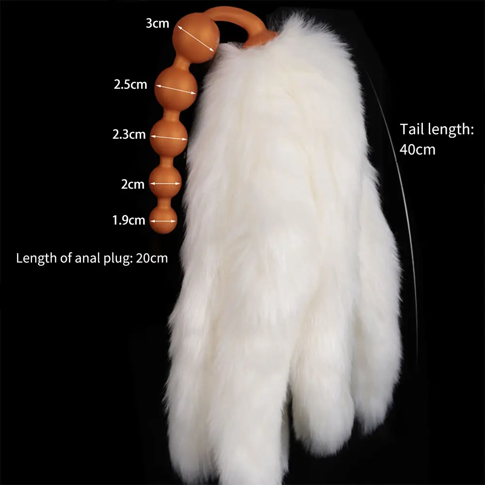 Dilatatore a sfera in silicone morbido anale per donne Coda di volpe Perline ano super lunghe Coda anale Gioco di ruolo Plug anale Mas_voghion.com