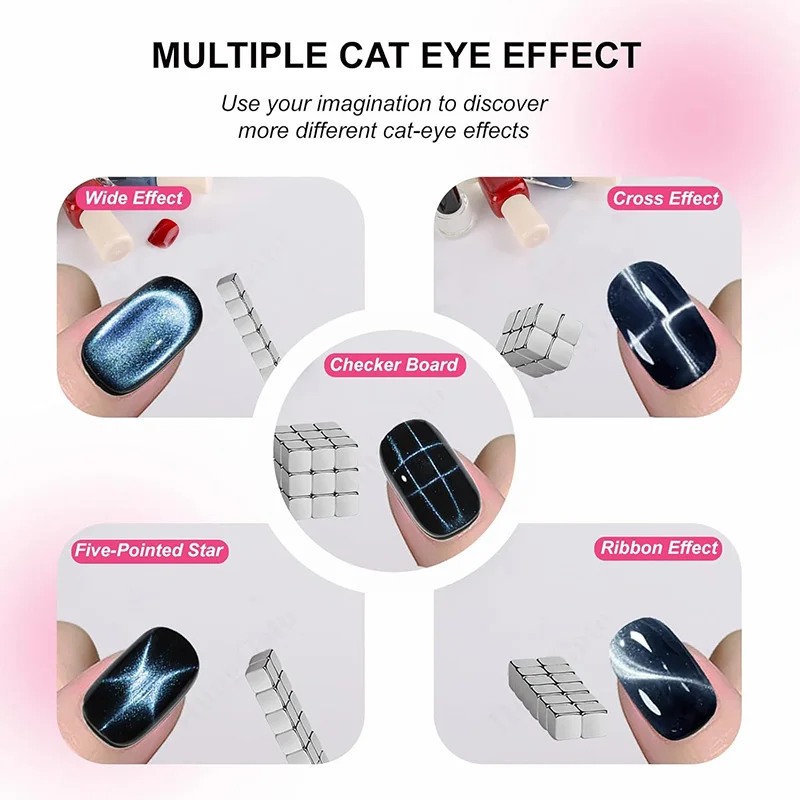 27pcs Cat Eye Magnet Nail Art Chessboard Starlight Multi-function Cube Nail UV Magnetic Attraction Magnets Set Manicure DIY Tool