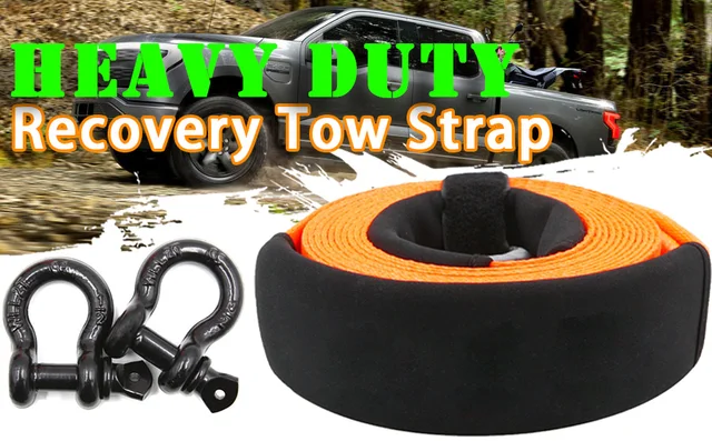 Heavy Duty Tow Recovery Strap Kit D Ring Shackles Emergency Off Road Towing  Rope Trailer belt Reinforced Loop Gloves Storage Bag - AliExpress