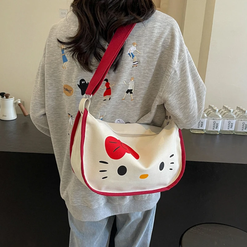 

Kawaii Sanrio, Hello Kitty холщовая сумка-мессенджер симпатичная аниме мультяшная сумка красивые кошельки для девочек и детей праздничные подарки