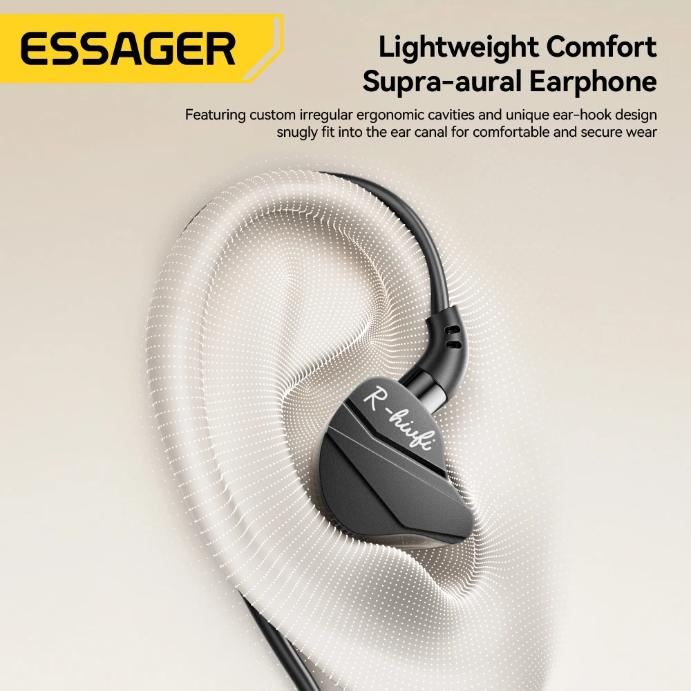 Essager Game wired headphones HIFI Bass in-ear USB Type C 3.5mm With Wire Controlled With Microphone Noise Reduction Headphones