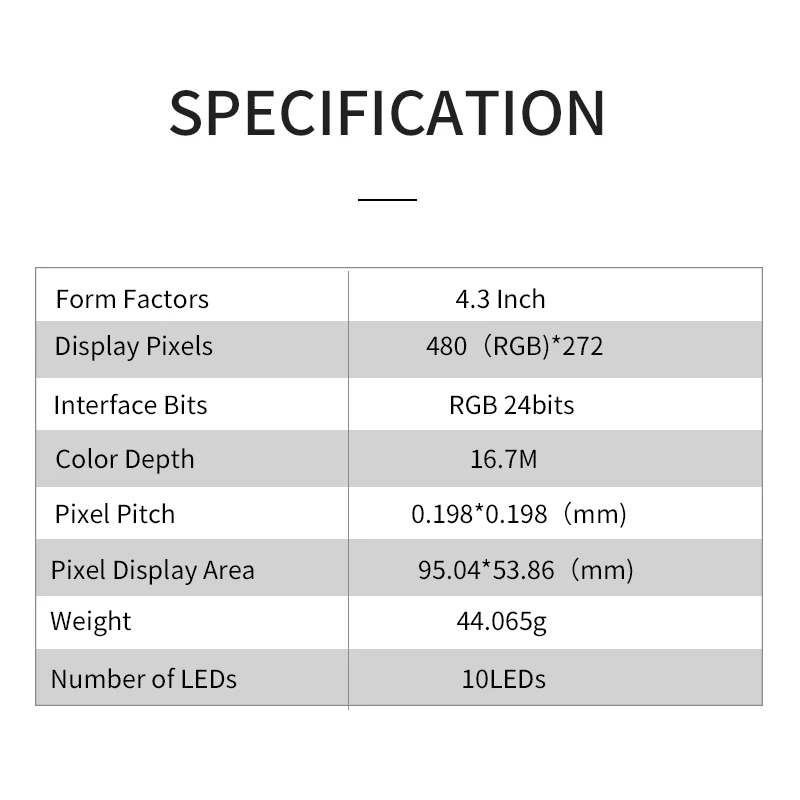 Puzhi LCD 430, 4.3 ġ TFT LCD ī޶ , FPGA ͽټ , 800 480 ػ RGB