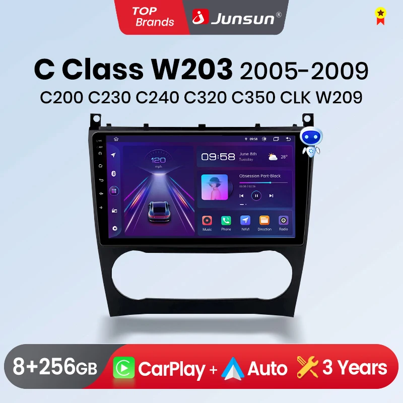 Junsun Wireless CarPlay Android Auto Car Radio for Benz C Class W203 2005-2009 GPS Car Intelligent Systems Smart Autoradio