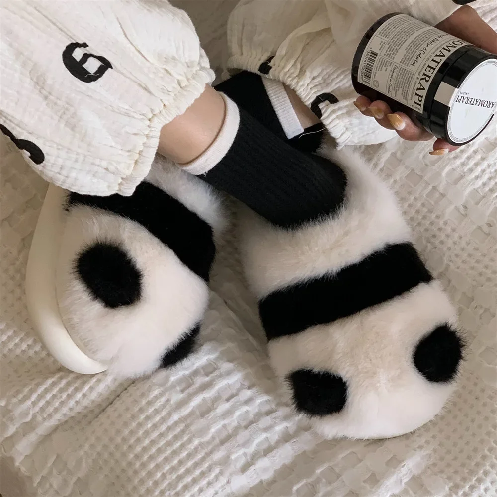 Women slippers cotton slippers warm slippers New Winter Women's Plush Slippers Soft Cute Panda Baotou Cotton Shoes Thickened Warm Home Anti Slip Soft Sole Shoes Girl