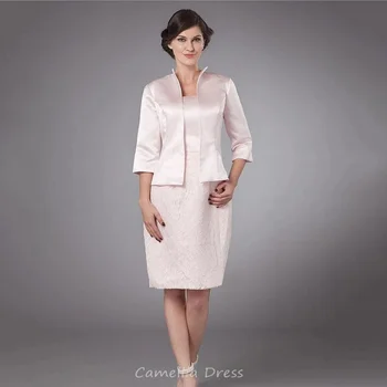 Abito Personalizzato per la Madre della Sposa, Elegante Vestito da Donna con Applicazioni, Due Pezzi, Lunghezza al Ginocchio, Abito da Cerimonia Nuziale, Vestido Invitada