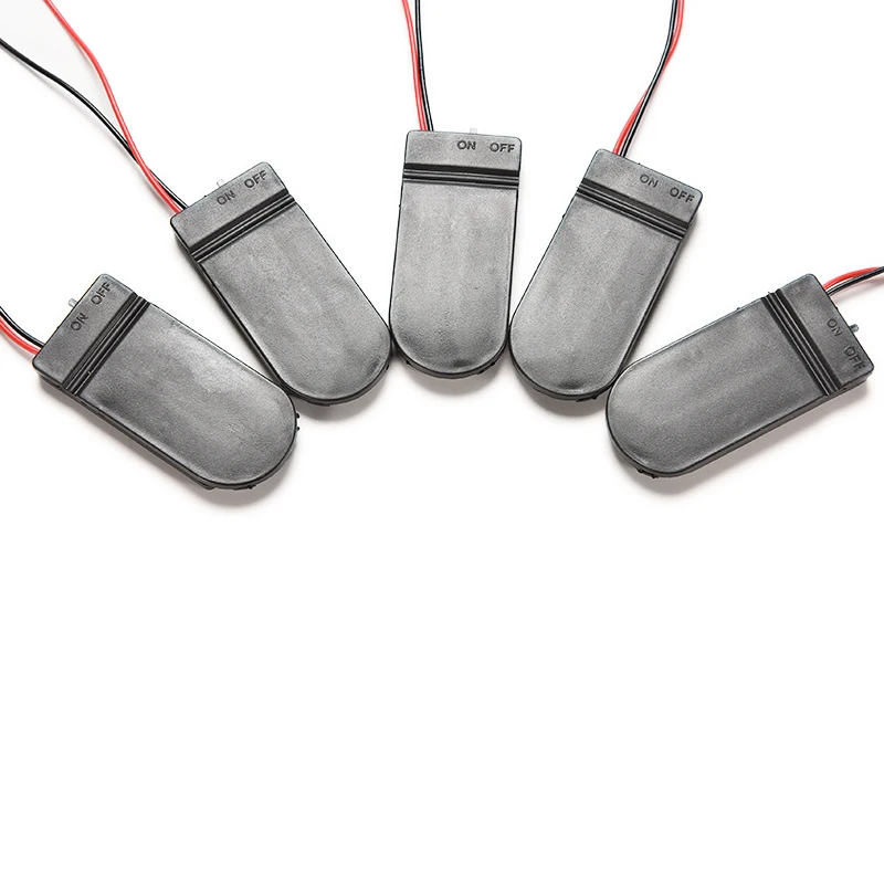 5개 DIY 3V 버튼형 코인 셀 배터리 홀더 케이스 박스(온-오프 스위치 포함) CR2032