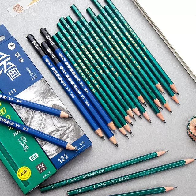 Professional Sketch Pencil H/2H/3H/4H/5H/6H/HB 2/3/4/5/6/8/10/12B Wood Drawing Pencil Art Stationery Supplies 1Pc 1