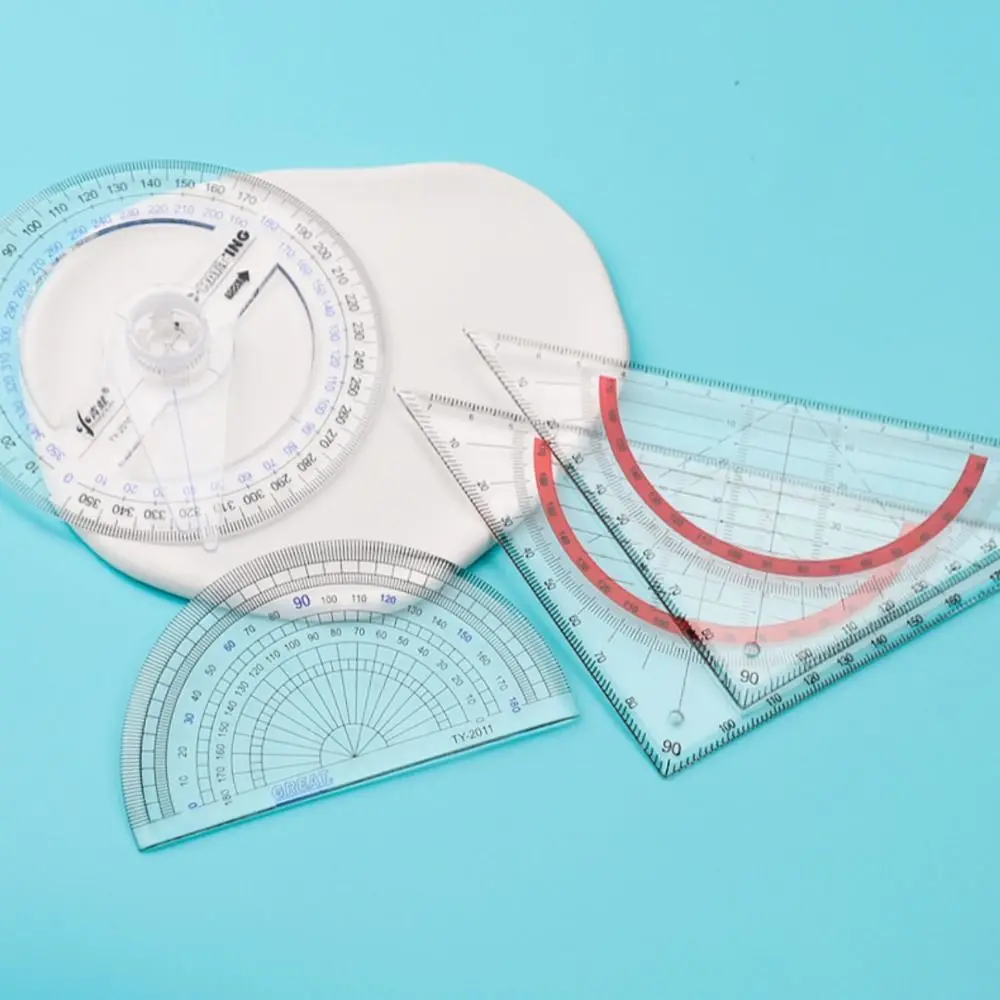 Drawing Ruler Plastic Ruler Triangle Ruler Digital Protractor Plastic 180/360 Degree Protractor Durable Triangle/Half Round Transparent Drawing Ruler