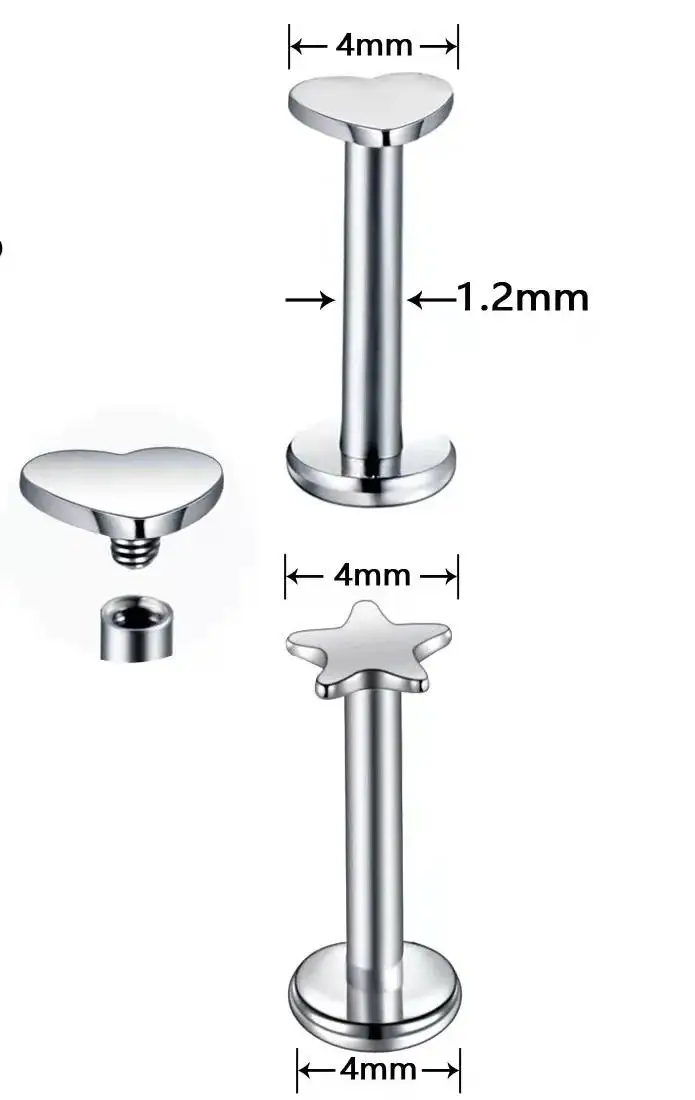 1PC Titanium Steel Ear Tragus Cartilage Helix Daith Piercing Stud Earrings for Women Star Moon Labret Piercing Lip Nose Ring 16G 6