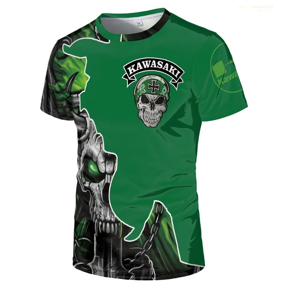 服 Kawasaki Motorcycle Racing Team Men T-shirt Summer Short