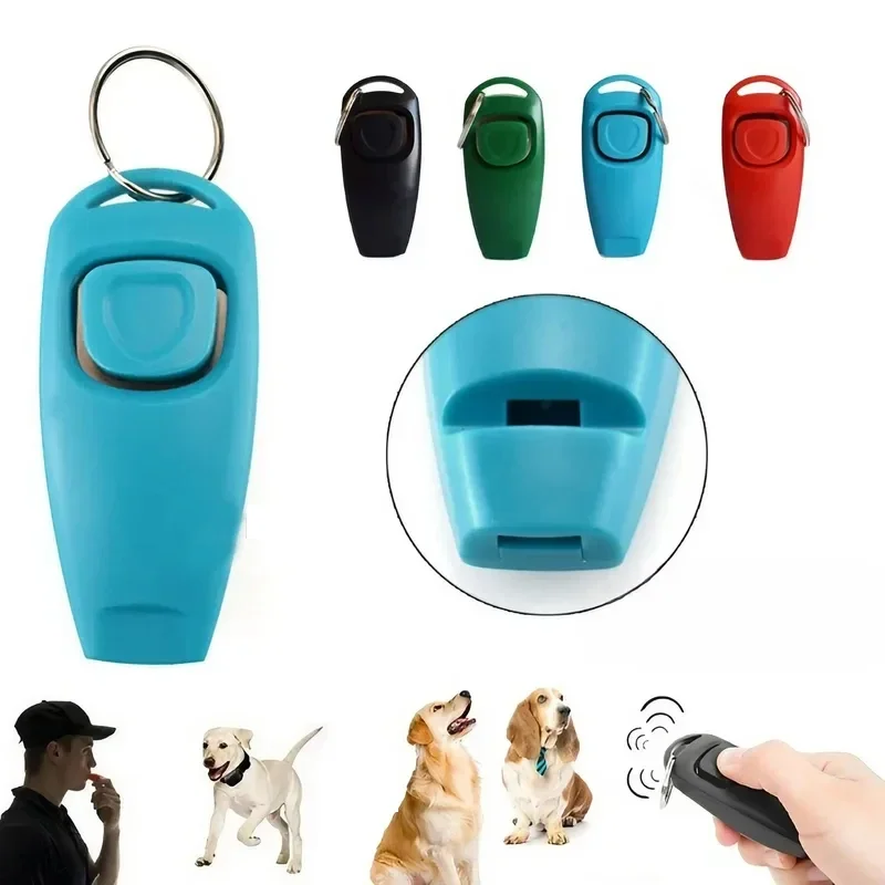 Pet Multifunction 2 in 1 Clicker & Whistle Dog Trainer Clicker With Keyring Pet Puppy Trainer Dog Flute & Supplies