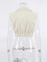 2024 Summer Women Solid Khaki Linen Tank Tops Sleeveless V-neck Vest Crop Tops For Women Female - Image 6