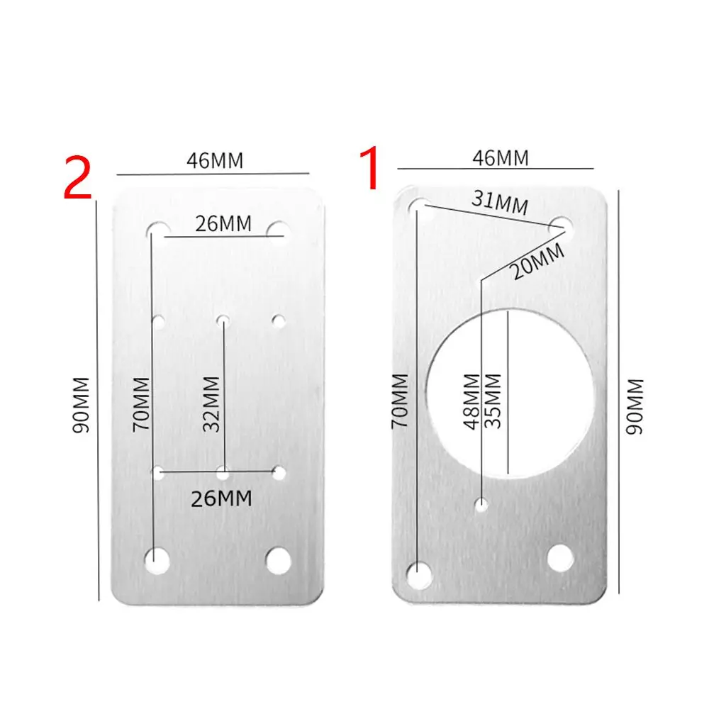 Stainless Steel Door Hinges Hinge Repair Plate Furniture Hinge Cabinet Door Hinges 90*46mm Hinge Mounting Plate Set