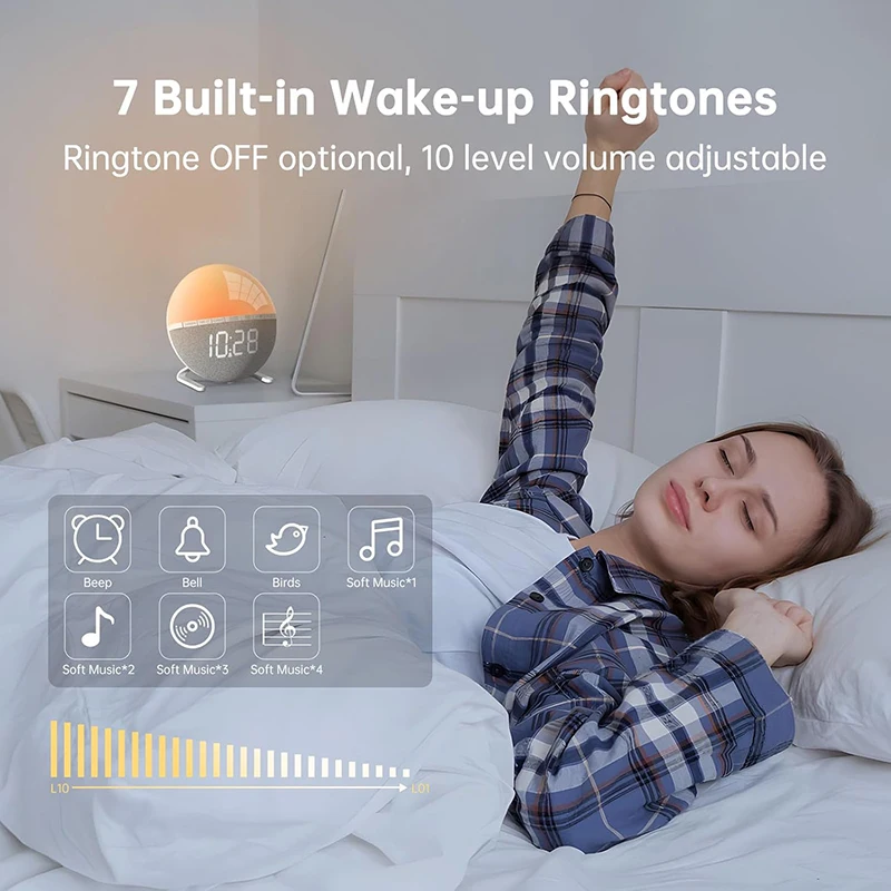 Wake Up Sunrise Alarm Clock with Light & Sound 2