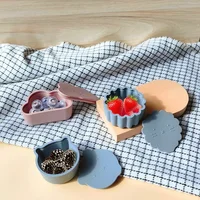 100% Food Grade Silicone Animal Pattern Feeding Box with Lid BPA Free Soft Baby Silicone Food Storage Box 2