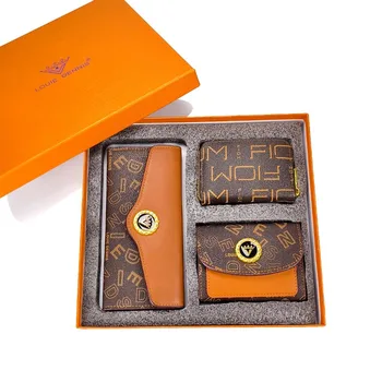 Nuovo! Set portafoglio da 3 pezzi: portacarte e portamonete da donna, elegante confezione regalo