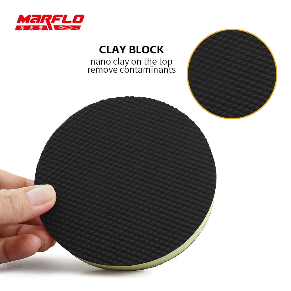 Marflo Heavy Magic Clay Bar Pad Paint Care Car Wash Sponges Cleaning Pad Detailing Before Sponge Polishing Wax 6 5 4 3 inch