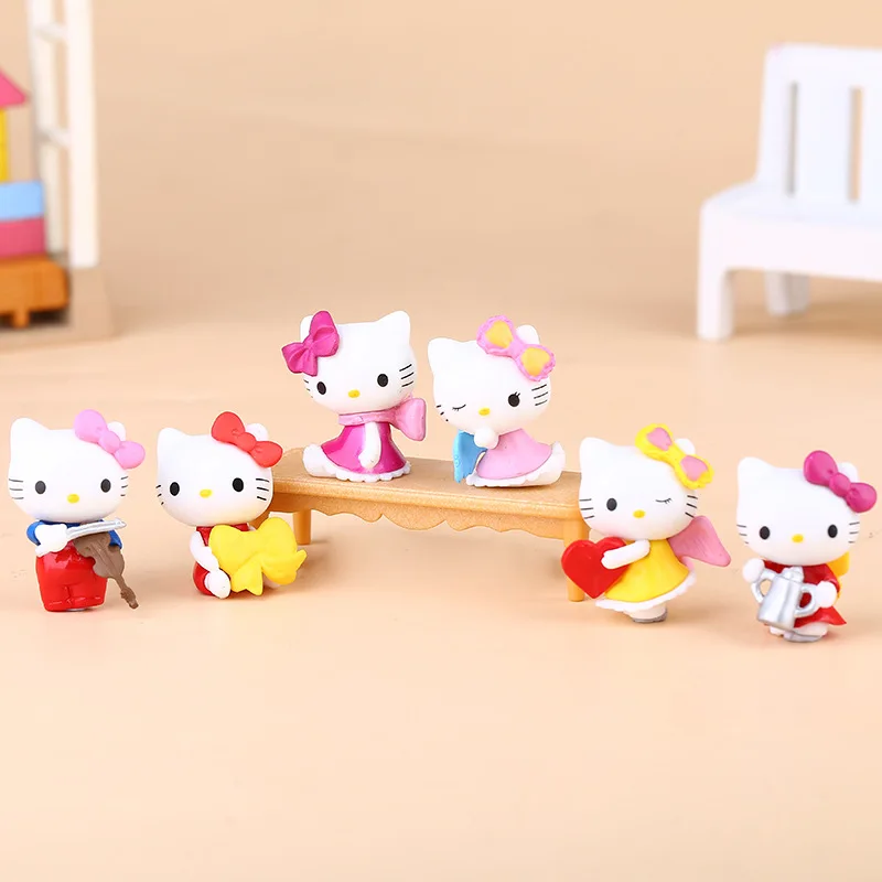 

6 шт./набор, детские фигурки героев мультфильма «Hello Kitty»