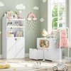 Toy Storage Organizer with Clothes Rail, Combination Type Kids Bookshelf and Bookcase  Box with Wheels, Toddler Bookshelf 2