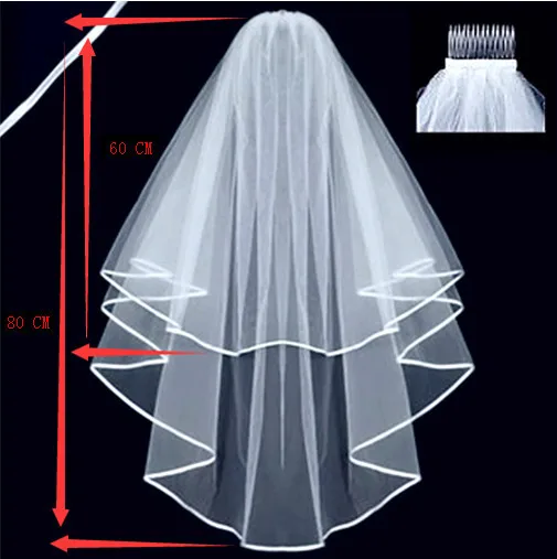 Real Image Short Simple Wedding Veil Two Layer With Comb White Ivory Bridal Veil Bride For Marriage Accessories