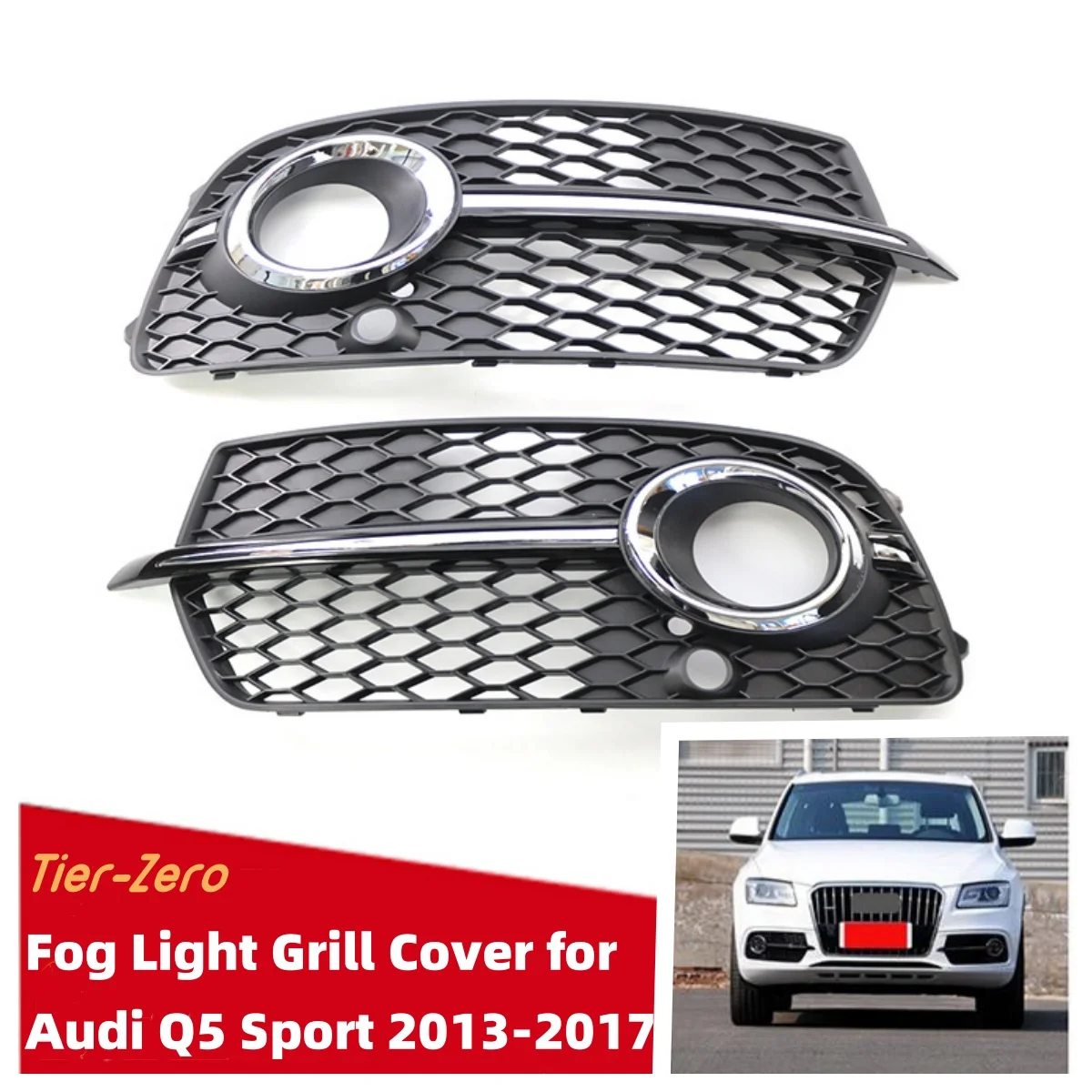

Передняя решетка для противотуманной фары с сотовой структурой для Audi Q5 2013-2017, спортивный стиль, черный передний бампер, рамка для гриля, аксессуары для стайлинга автомобиля