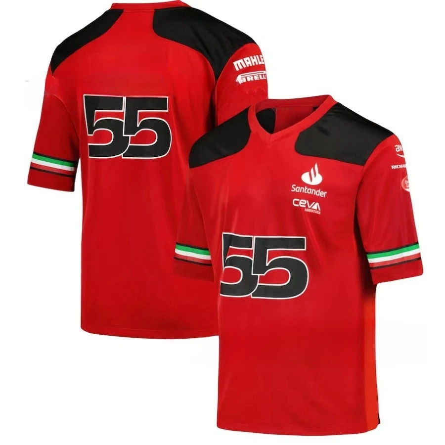 남성용 F1 레이싱 티셔츠, 패션 티셔츠, Charles Leclerc 16 Carlos Sainz 55 드라이버 팀, 야외 스포츠 의류, 2024 신상