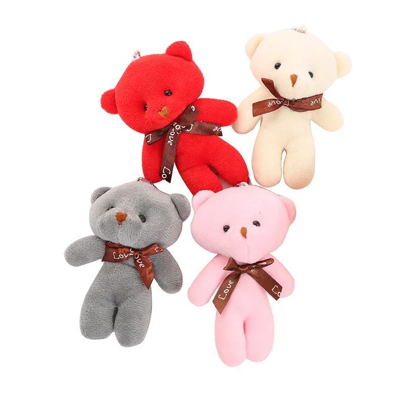 10 teile/paket 12cm Mini Fliege Teddybär Anhänger Plüsch tier bunte Teddy Plüsch Schlüssel bund – Detail 13