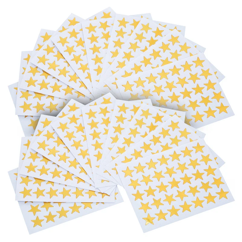 10sheets/bag Gold Star Sticker Stamping Five Pointed Star Sticker Children's Reward Sticker Teacher Praise Label