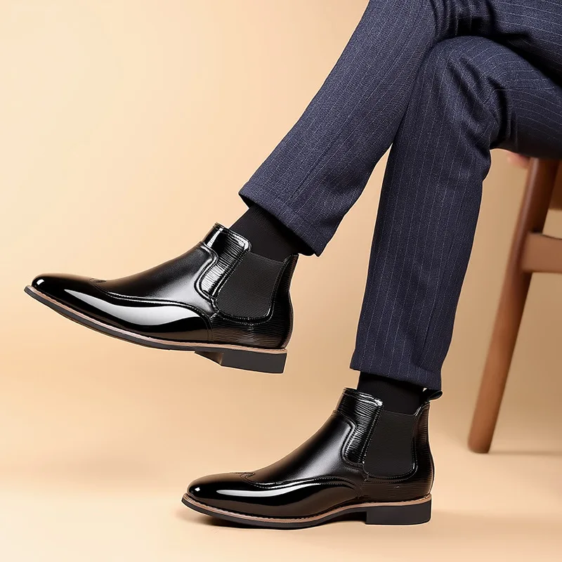 Chelsea Boots for Men Luxury Retro Men Ankle Boot Classic Business Dress Shoes designer British Style High-top Casual Shoes Male_voghion.com